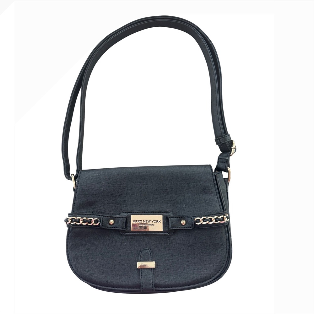 Marc New York Andrew Marc Black Crossbody Purse Chain Detail Bag